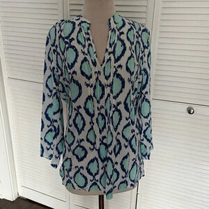 Lilly Pulitzer Sarasota Tunic top Resort White Hook You In blue green medium